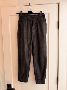 Club Monaco Black Faux Leather Joggers, Size: 0